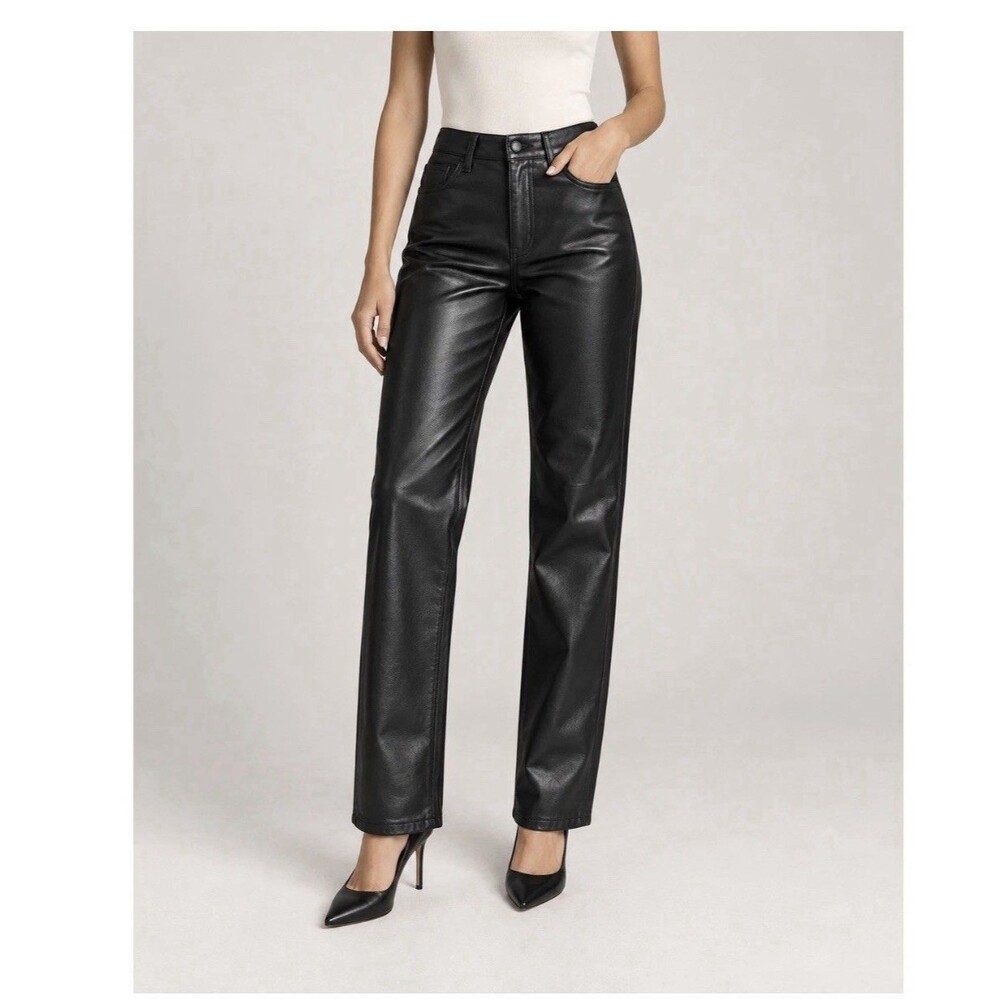 Aritzia Wilfred The Melina Pant Black Vegan Leather High Waisted Straight Leg 0